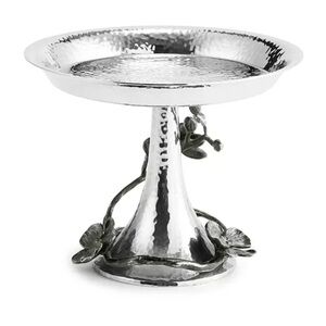 Michael Aram Silver Floral Black Orchid Candy Dish Stand